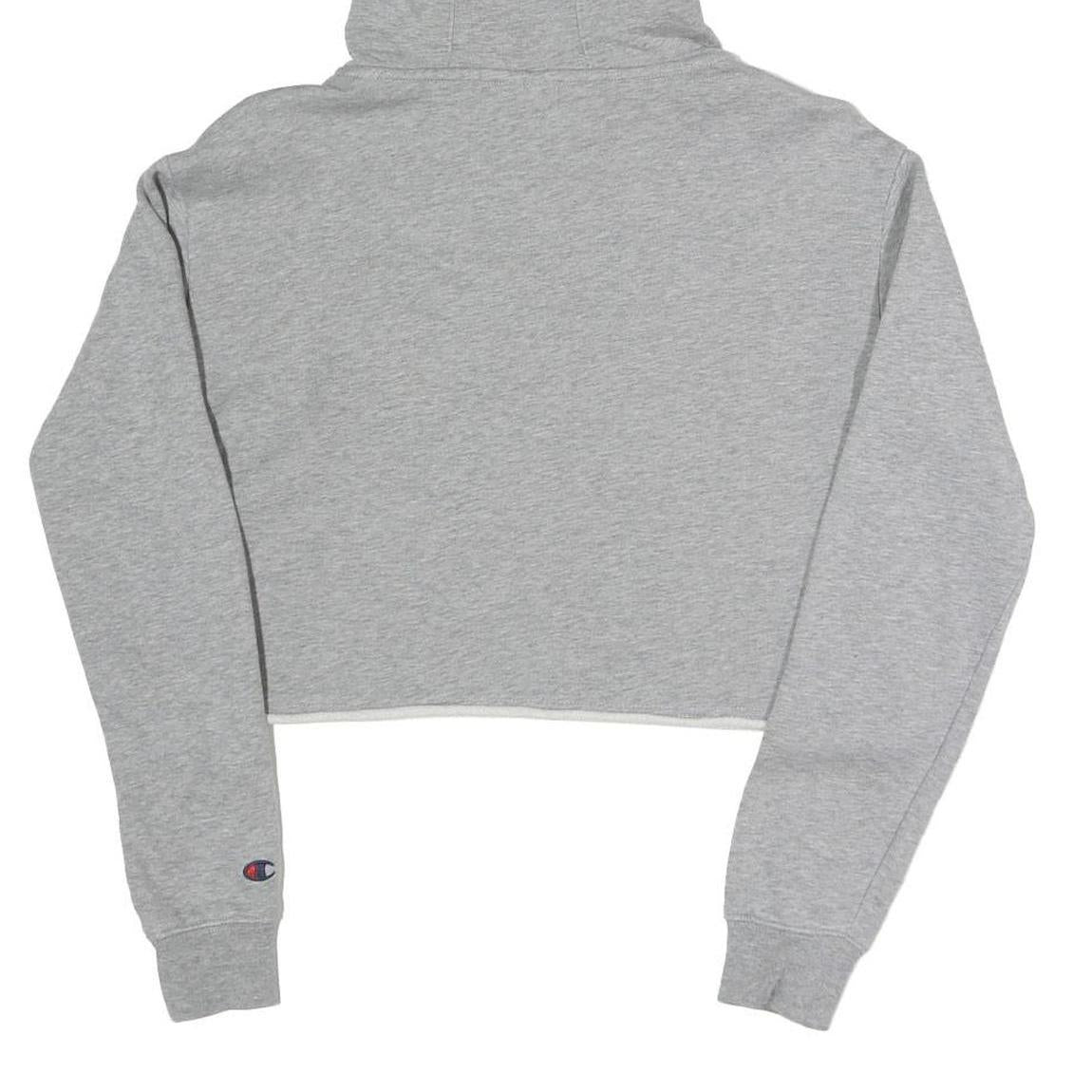 CHAMPION Womens Grey Cropped Hoodie XS Cotton Blend Pullover Casual Sportswear