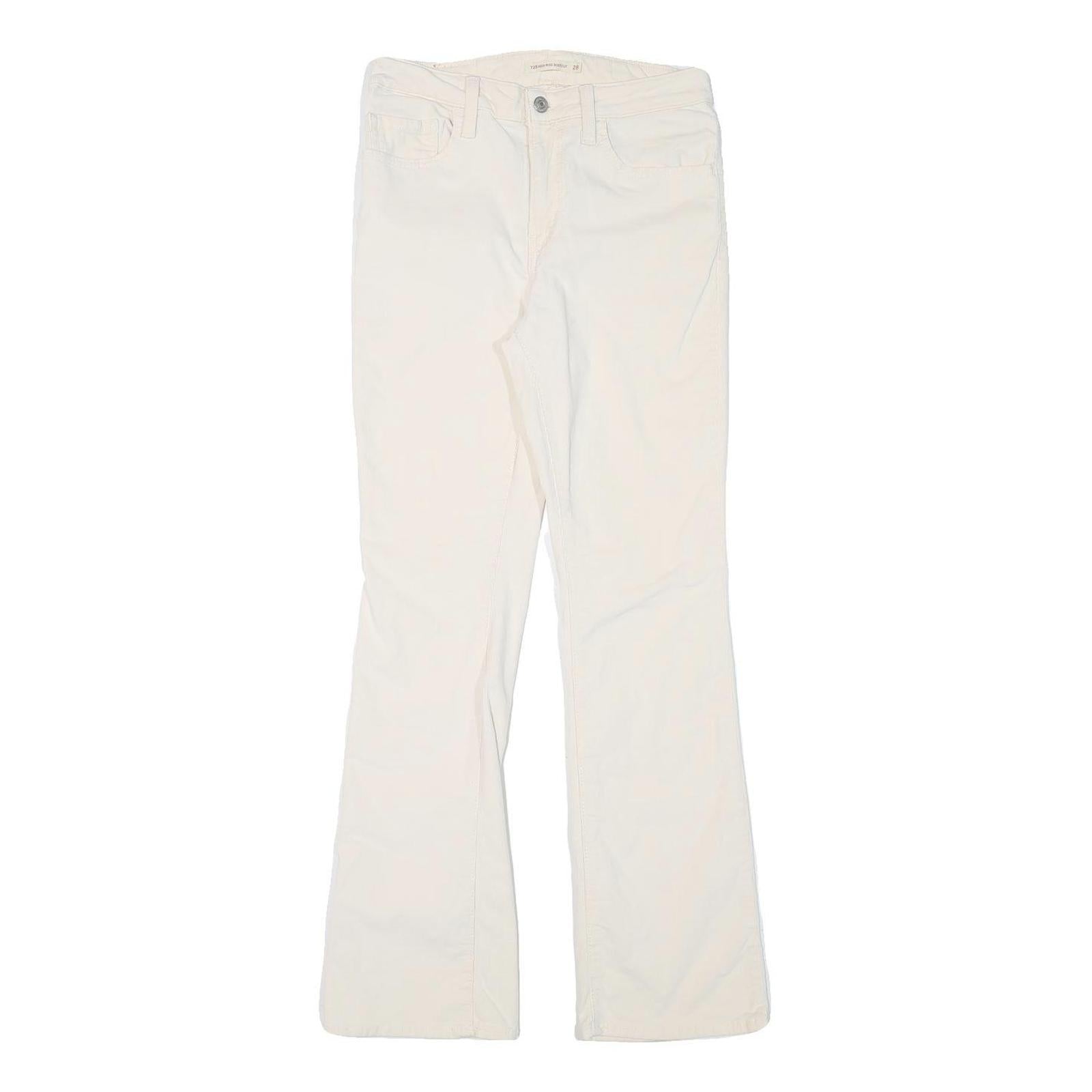 LEVI'S Womens Slim White Cotton Blend Slim Trousers W28 L30 Stylish Fit