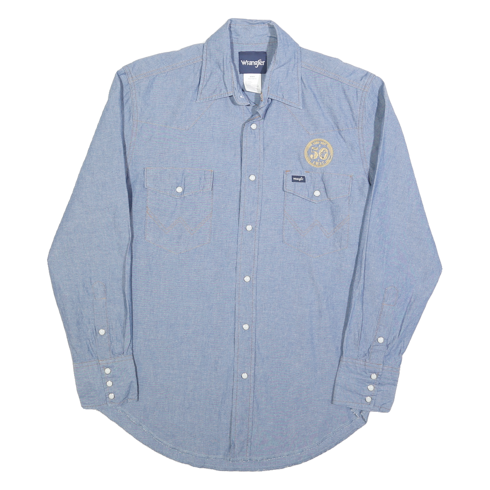 WRANGLER Mens Blue Shirt M Cotton Blend Classic Western Style Long Sleeve