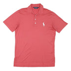 POLO RALPH LAUREN Womens Red Short Sleeve Plain M Cotton Blend Polo Shirt