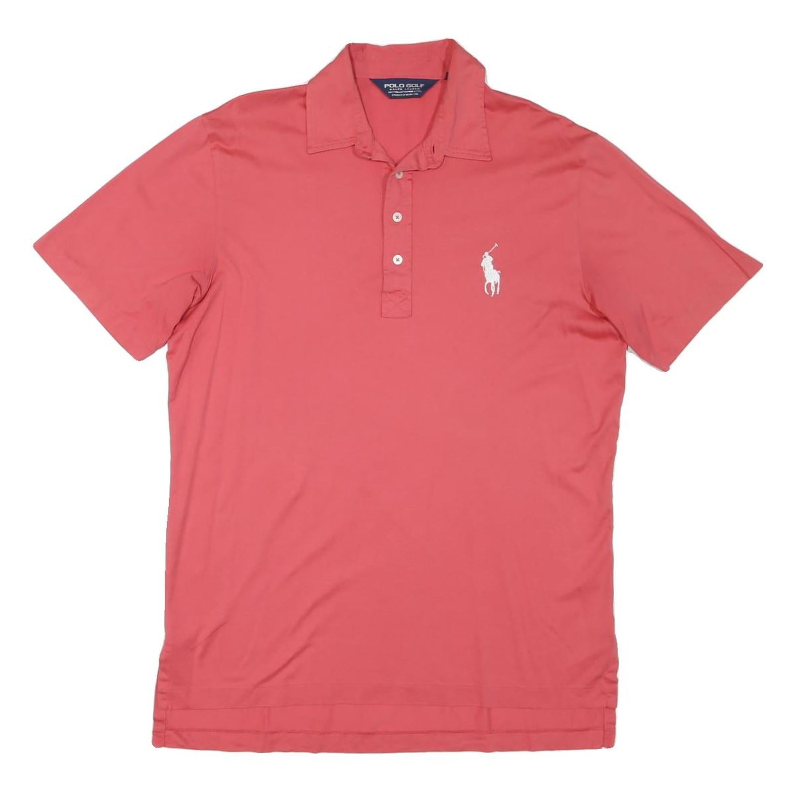 POLO RALPH LAUREN Womens Red Short Sleeve Plain M Cotton Blend Polo Shirt