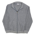 CALVIN KLEIN Mens Grey Knitted Jumper Zip Crew Neck Regular L Cotton Blend