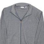 CALVIN KLEIN Mens Grey Knitted Jumper Zip Crew Neck Regular L Cotton Blend