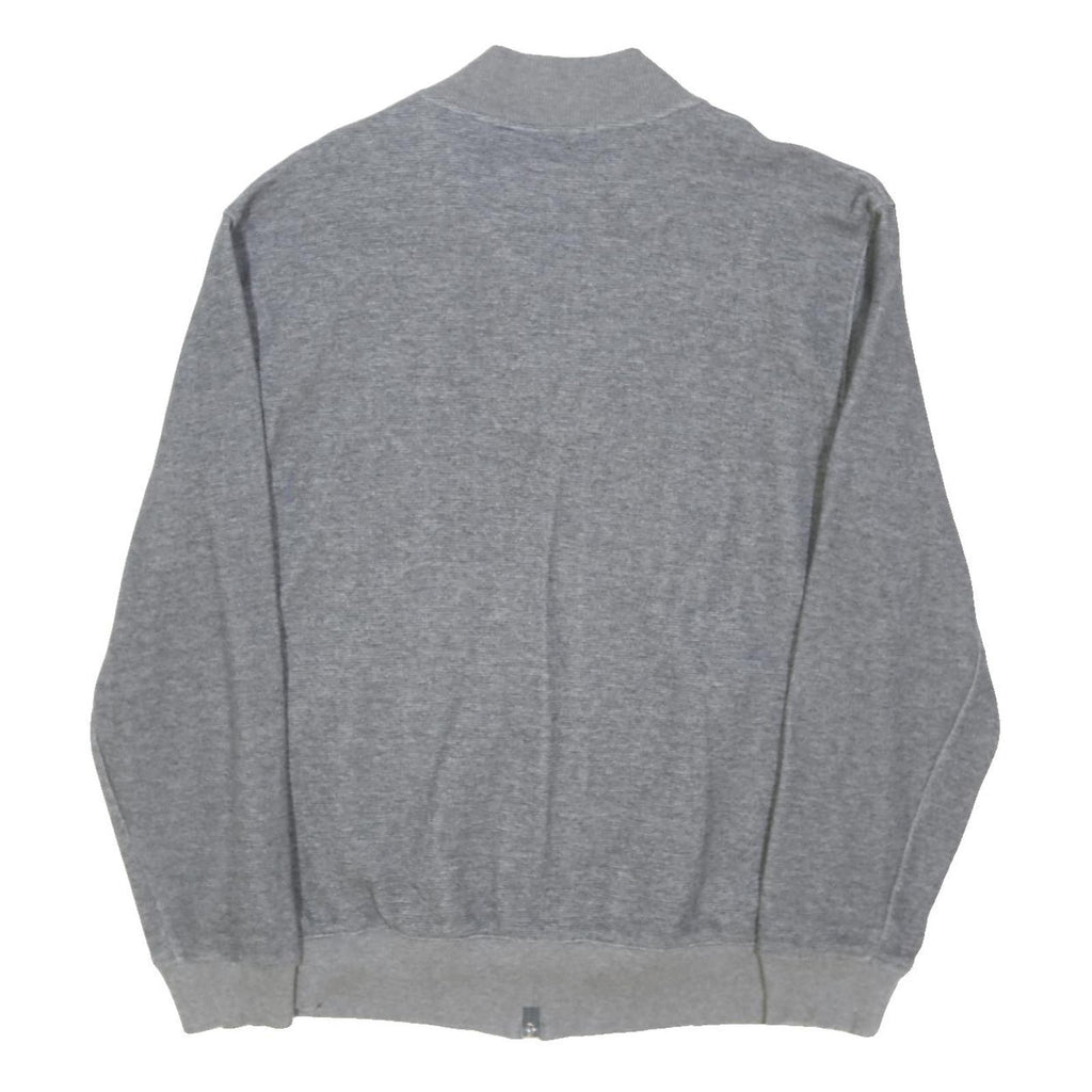CALVIN KLEIN Mens Grey Knitted Jumper Zip Crew Neck Regular L Cotton Blend