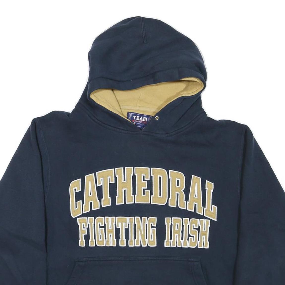 TEAM EDITION Mens Navy & Gold Cathedral Fighting Irish Hoodie L Cotton Blend