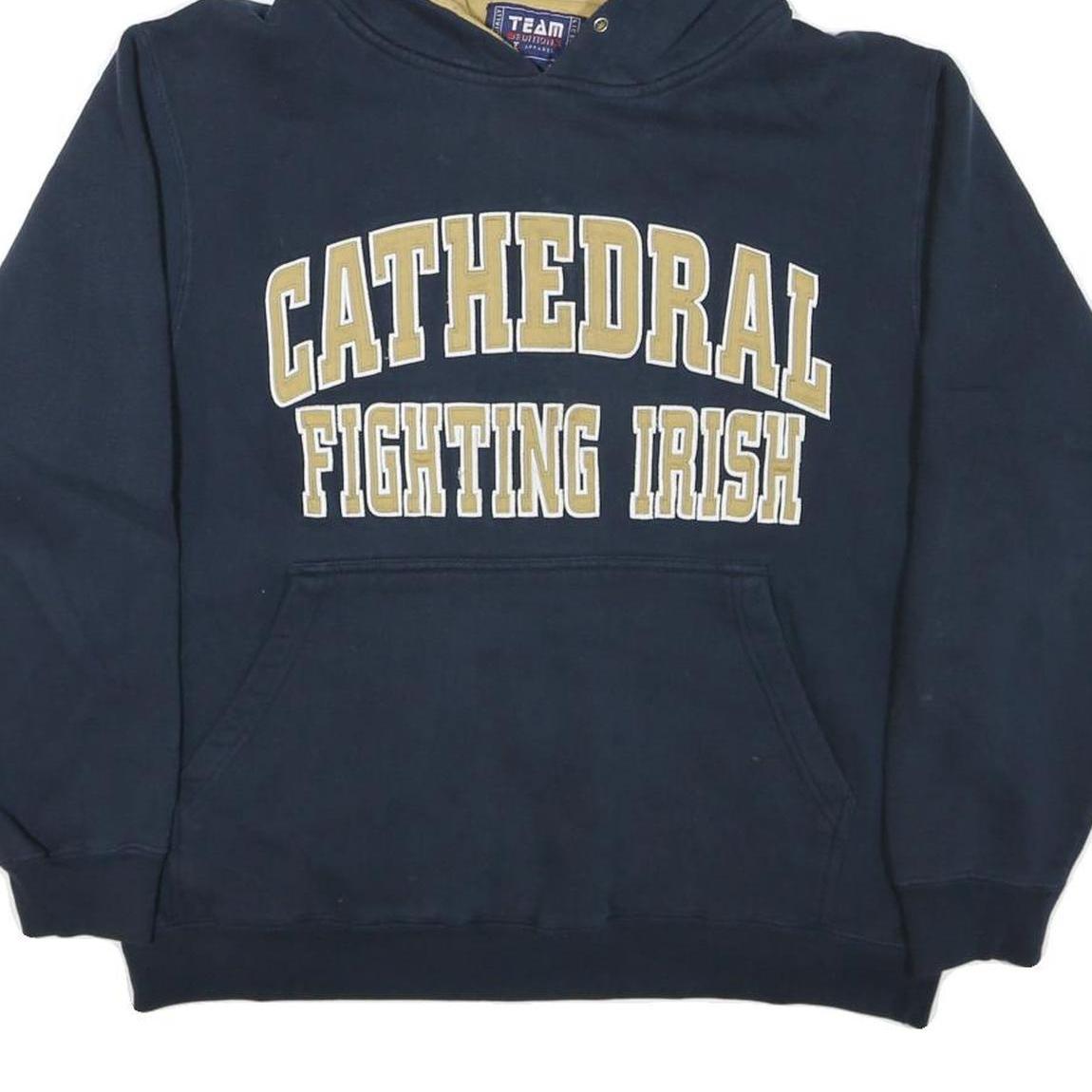 TEAM EDITION Mens Navy & Gold Cathedral Fighting Irish Hoodie L Cotton Blend