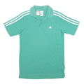 ADIDAS Boys Green Polo Shirt 13-14Y Short Sleeve Cotton Blend Basic Sportswear