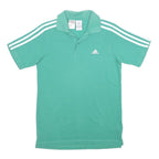 ADIDAS Boys Green Polo Shirt 13-14Y Short Sleeve Cotton Blend Basic Sportswear