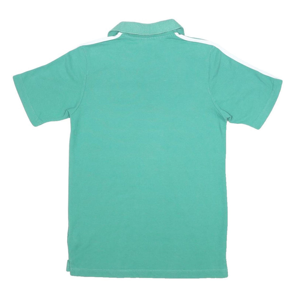 ADIDAS Boys Green Polo Shirt 13-14Y Short Sleeve Cotton Blend Basic Sportswear
