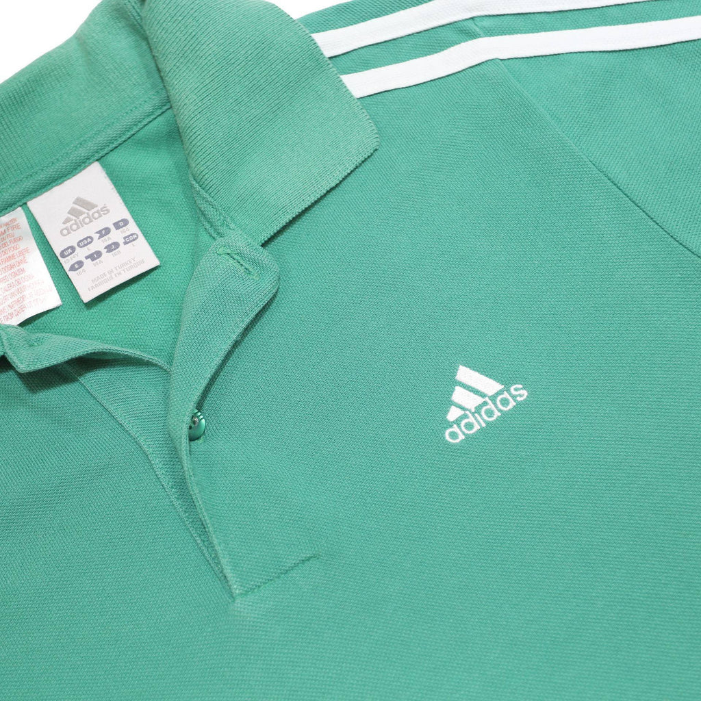 ADIDAS Boys Green Polo Shirt 13-14Y Short Sleeve Cotton Blend Basic Sportswear