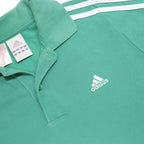 ADIDAS Boys Green Polo Shirt 13-14Y Short Sleeve Cotton Blend Basic Sportswear
