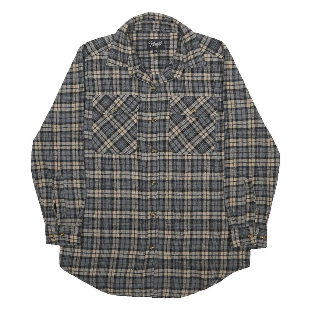 RECLAIMED VINTAGE Womens Grey & Beige Checked Shirt UK 6 Casual Cotton Long