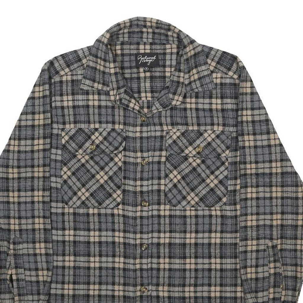 RECLAIMED VINTAGE Womens Grey & Beige Checked Shirt UK 6 Casual Cotton Long