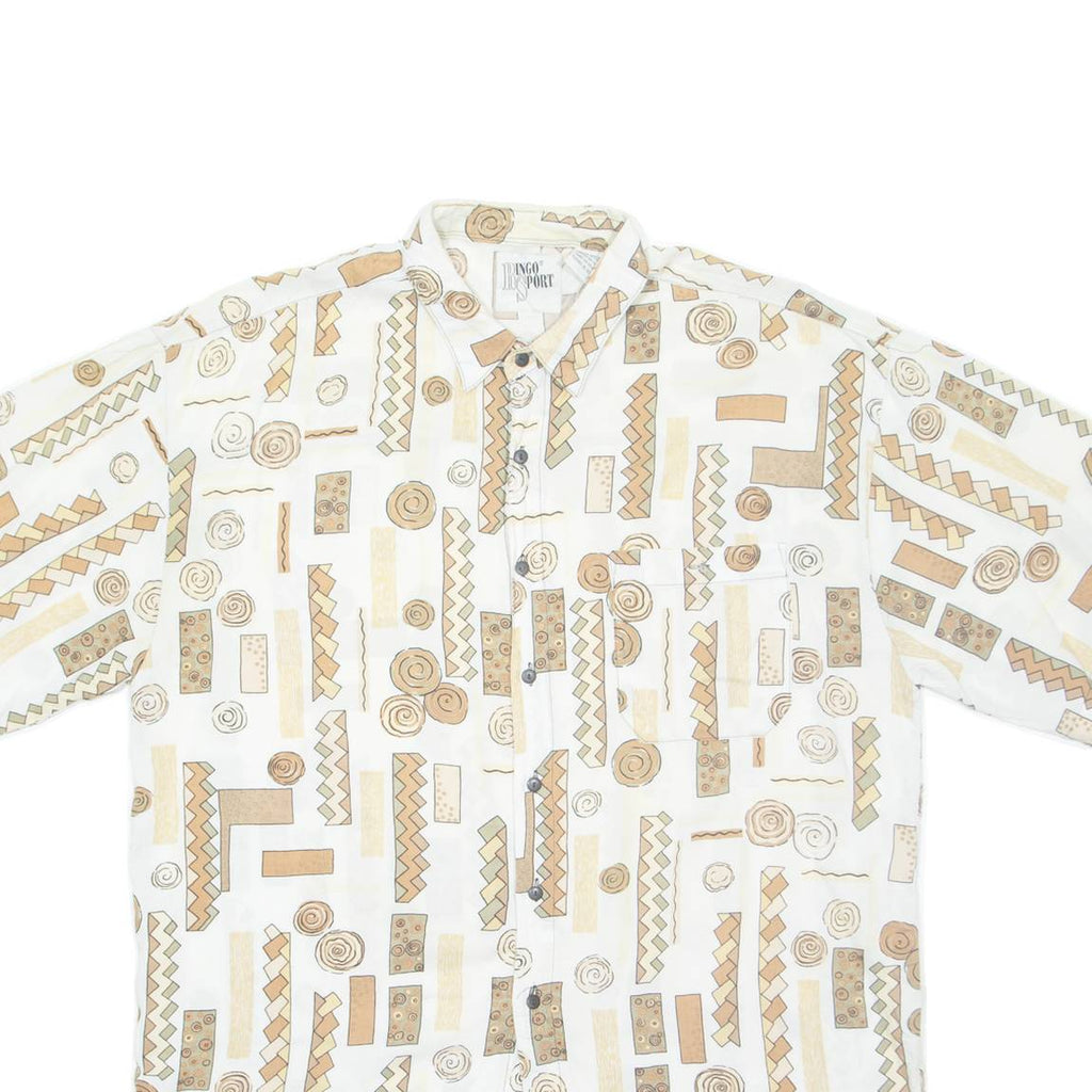 RINGO SPORT Mens Hawaiian Shirt White Crazy Pattern XL