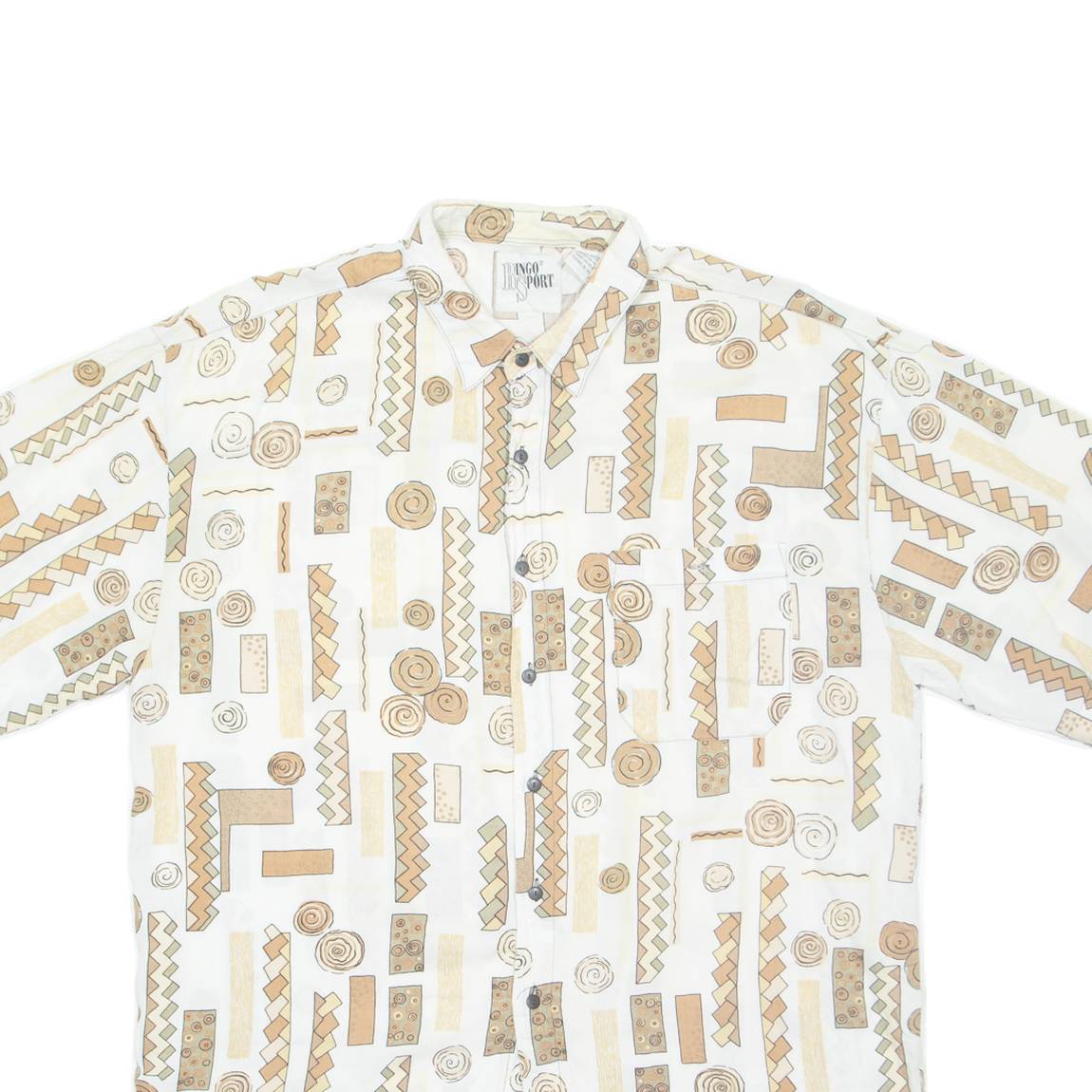 RINGO SPORT Mens Hawaiian Shirt White Crazy Pattern XL