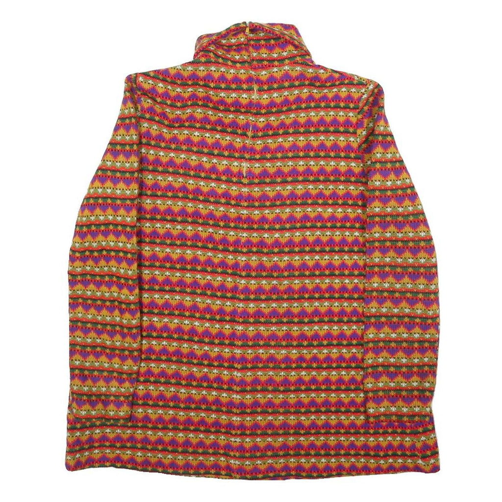 Womens Multi Patterned Acrylic Jumper Turtleneck Basic Knit M Colourful Striped