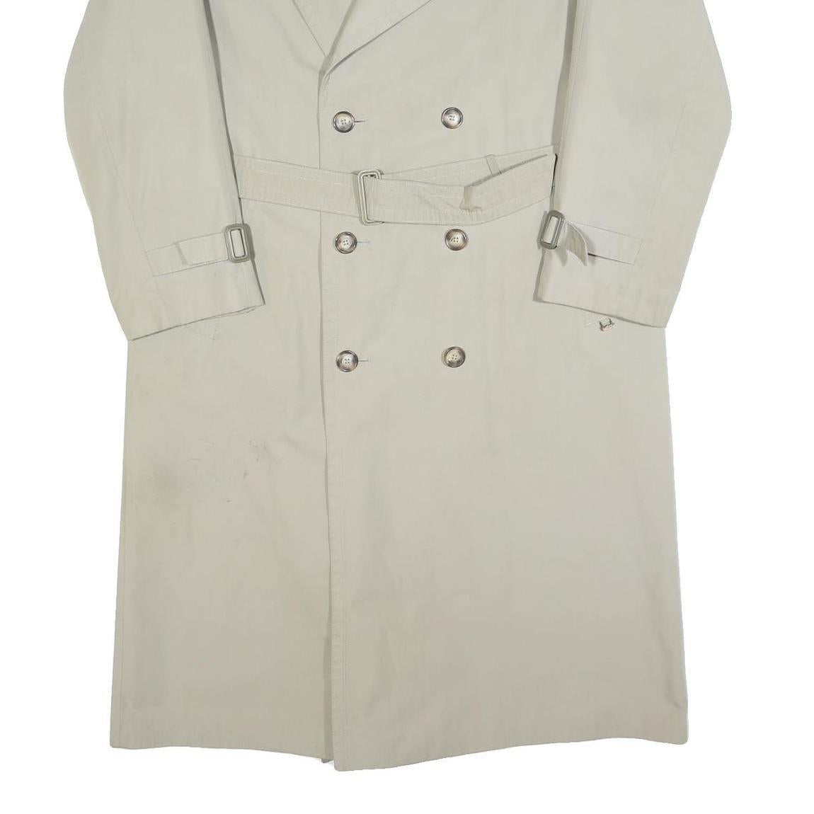 WESTBURY Mens Beige Double Breasted Trench Jacket L Cotton Classic Lightweight