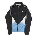 ELLESSE Mens Black & Blue Colourblock Track Jacket M Polyester Zip Logo Tape