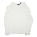CHAPS Mens White Plain Cotton Blend Basic Knit Crew Neck Jumper 2XL Casual