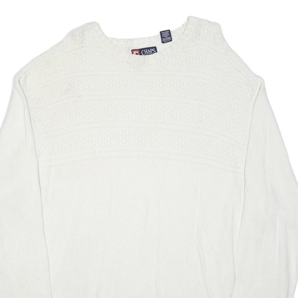 CHAPS Mens White Plain Cotton Blend Basic Knit Crew Neck Jumper 2XL Casual