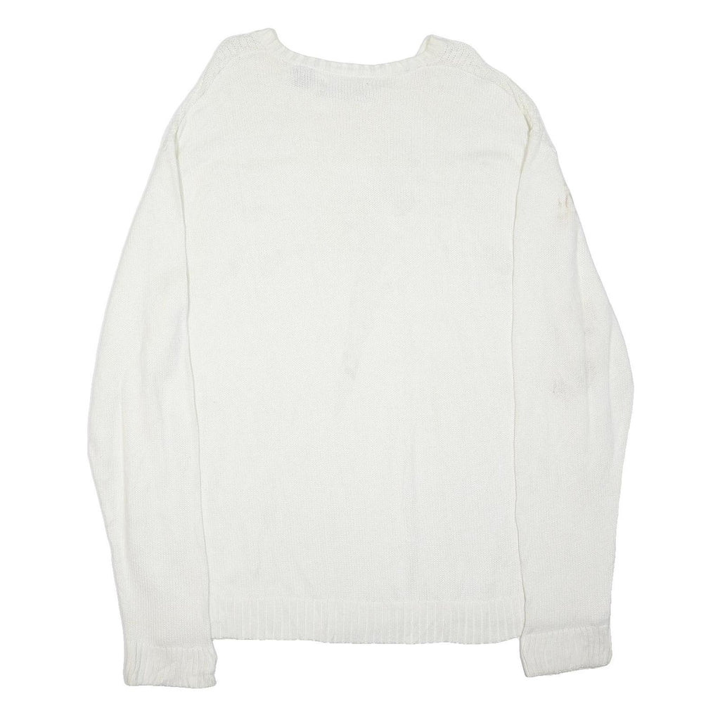 CHAPS Mens White Plain Cotton Blend Basic Knit Crew Neck Jumper 2XL Casual