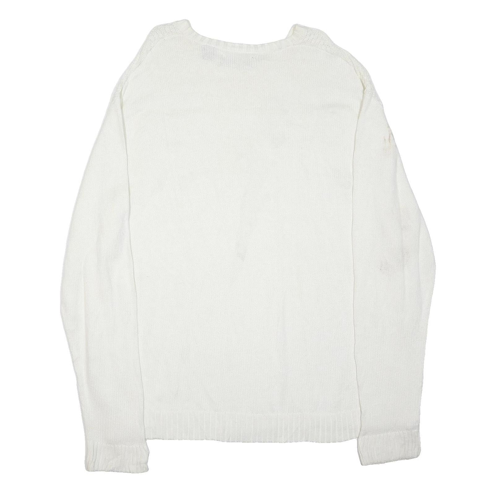 CHAPS Mens White Plain Cotton Blend Basic Knit Crew Neck Jumper 2XL Casual