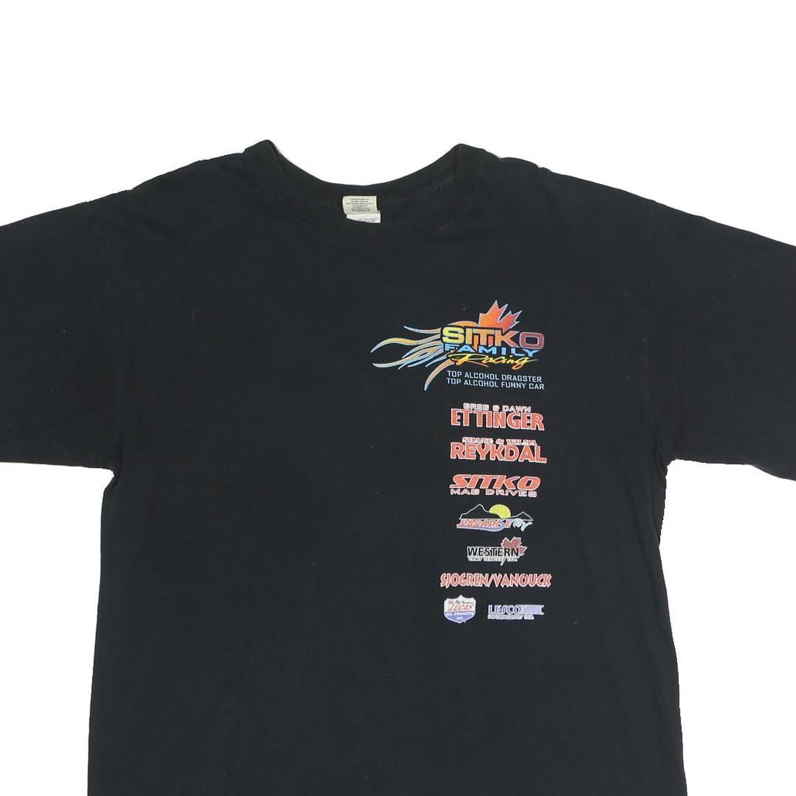 GILDAN Mens Black Sitko Racing Graphic T-Shirt L Short Sleeve Crew Neck