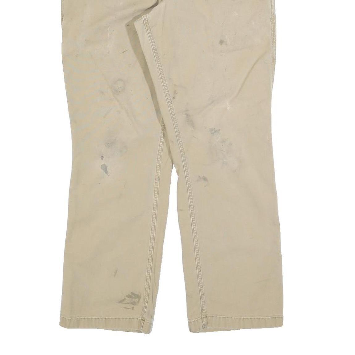 CARHARTT Mens Cotton Blend Beige Relaxed Straight Trousers W32 L27 Workwear