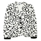 WOMENSTYL Womens White & Black Abstract Pattern Button Cotton Blend Jacket M