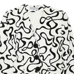 WOMENSTYL Womens White & Black Abstract Pattern Button Cotton Blend Jacket M
