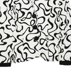 WOMENSTYL Womens White & Black Abstract Pattern Button Cotton Blend Jacket M