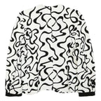 WOMENSTYL Womens White & Black Abstract Pattern Button Cotton Blend Jacket M