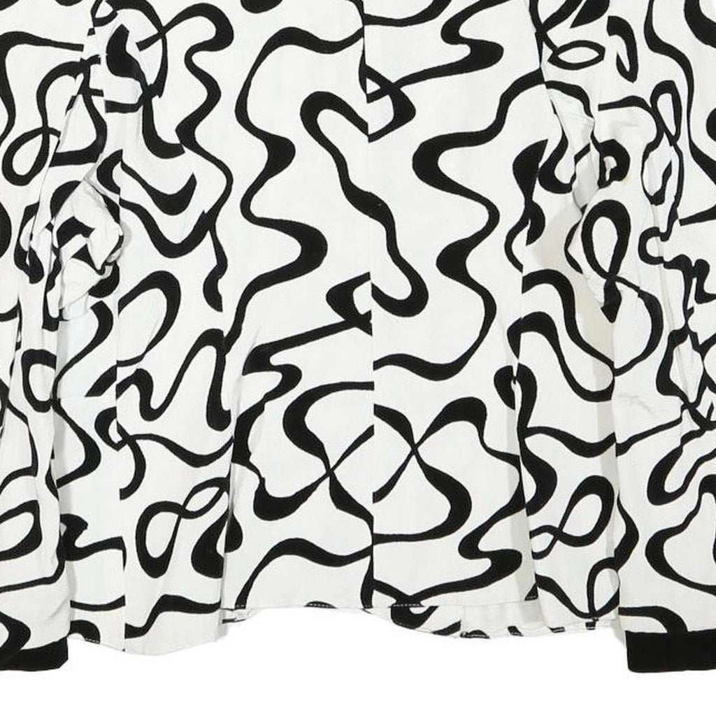 WOMENSTYL Womens White & Black Abstract Pattern Button Cotton Blend Jacket M