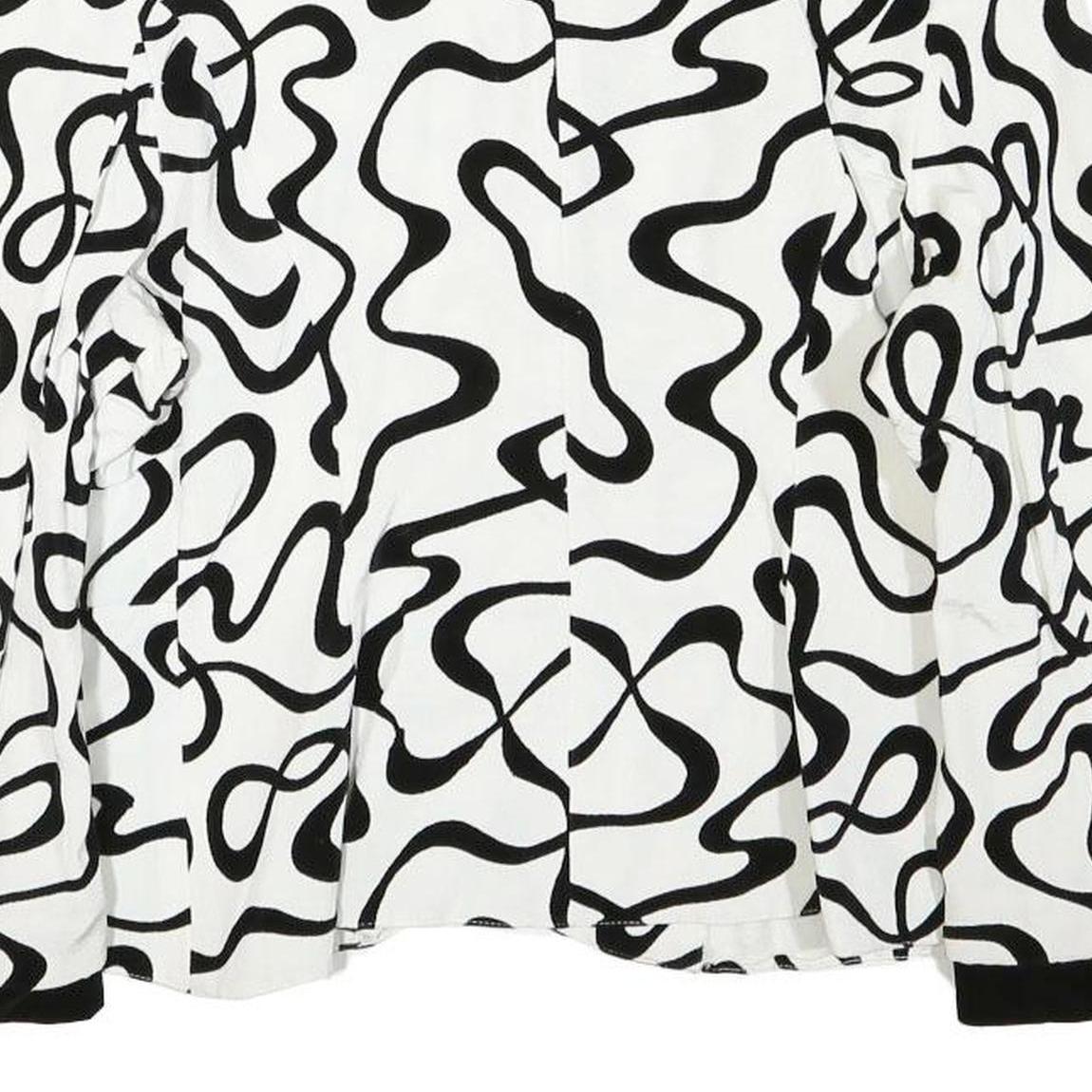 WOMENSTYL Womens White & Black Abstract Pattern Button Cotton Blend Jacket M