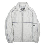 TED STONE Mens White Jacket L Woven Plain Zip Padded Lightweight