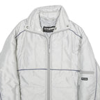 TED STONE Mens White Jacket L Woven Plain Zip Padded Lightweight