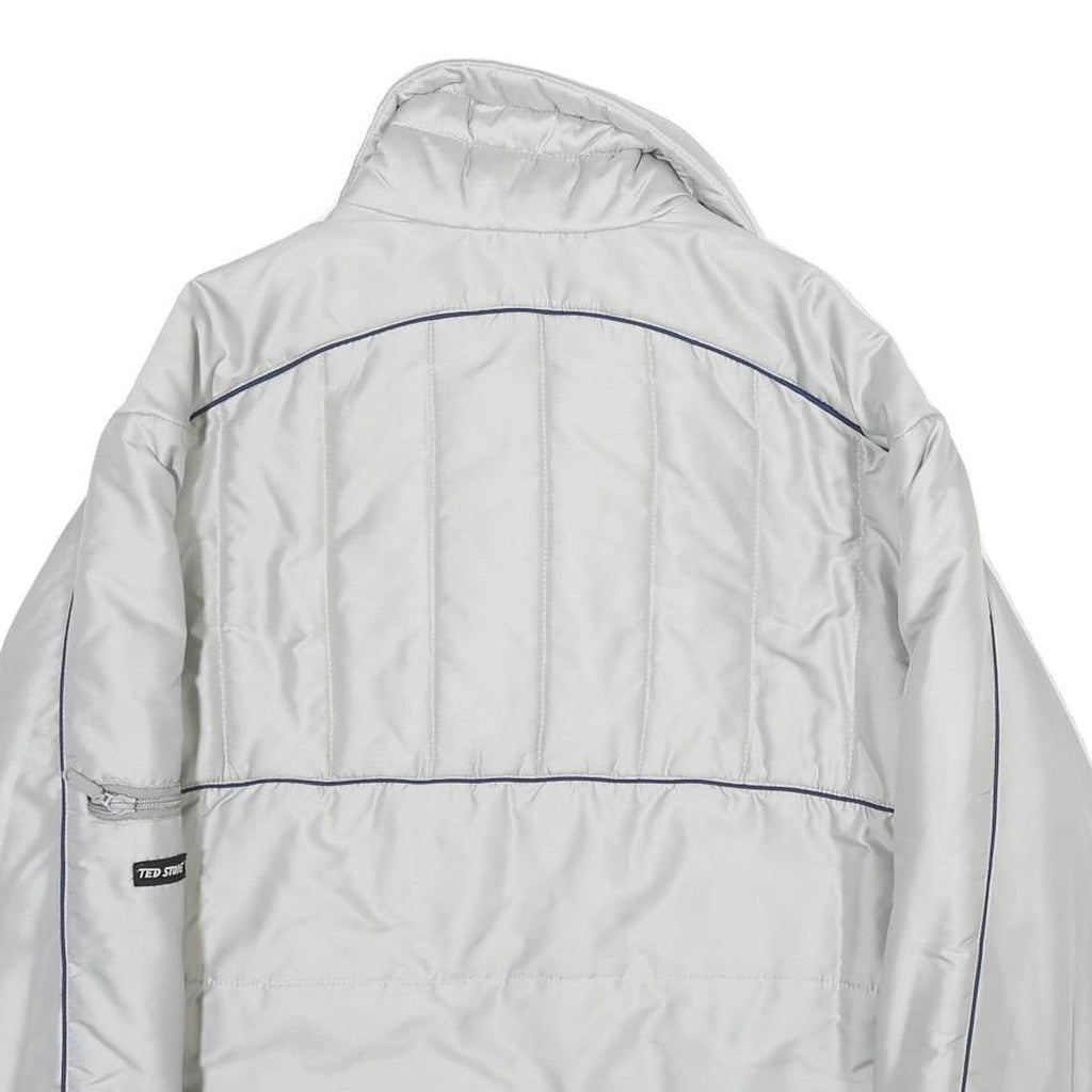 TED STONE Mens White Jacket L Woven Plain Zip Padded Lightweight