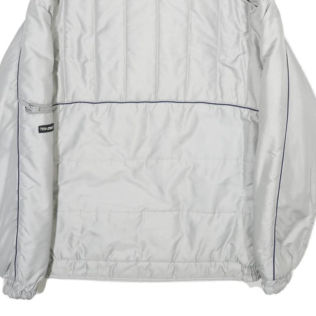 TED STONE Mens White Jacket L Woven Plain Zip Padded Lightweight