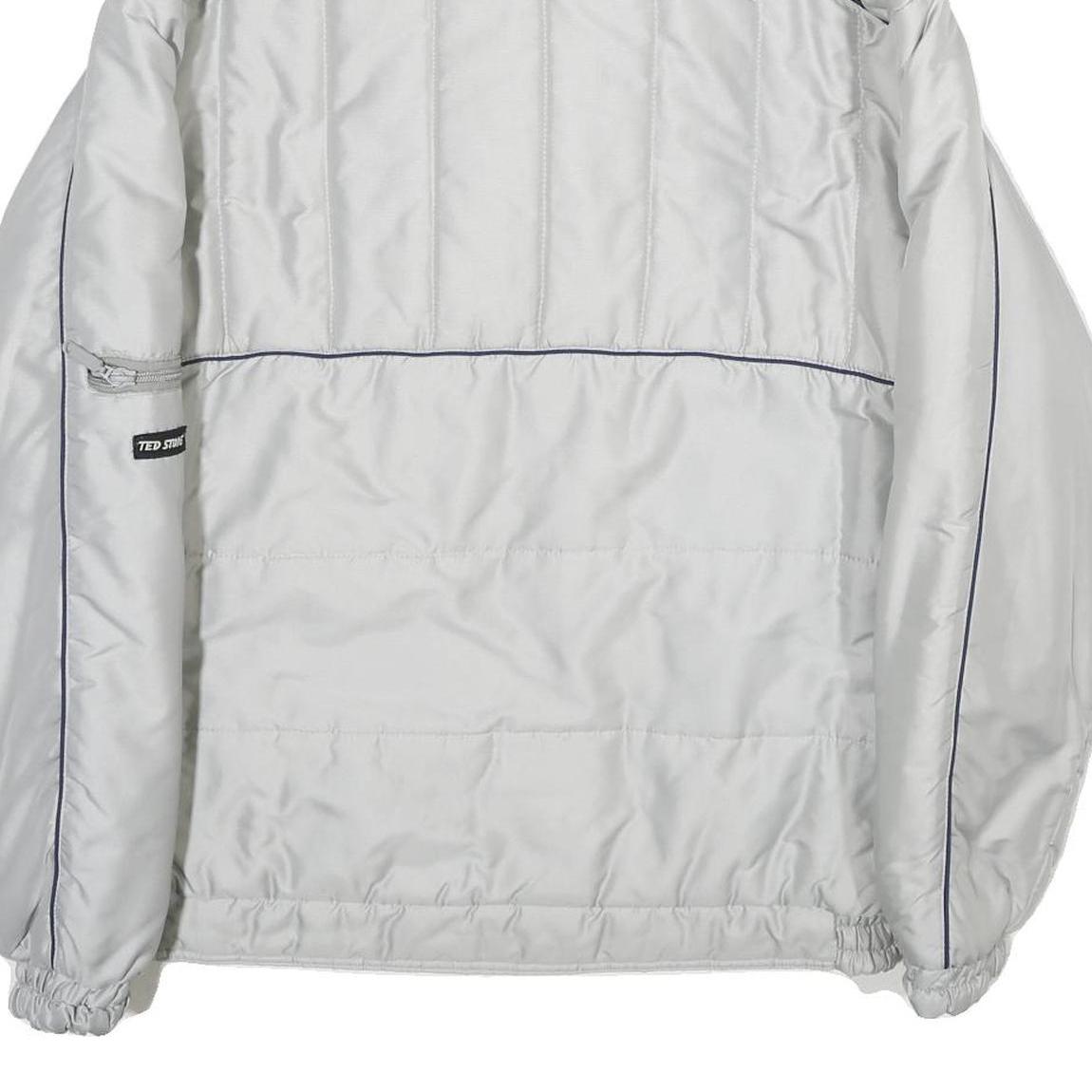 TED STONE Mens White Jacket L Woven Plain Zip Padded Lightweight