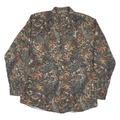 SCHMIDT Mens Brown Camouflage Cotton Blend Shirt L Button-Down Collar Long