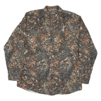 SCHMIDT Mens Brown Camouflage Cotton Blend Shirt L Button-Down Collar Long