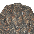 SCHMIDT Mens Brown Camouflage Cotton Blend Shirt L Button-Down Collar Long