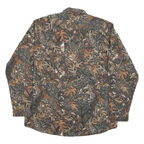 SCHMIDT Mens Brown Camouflage Cotton Blend Shirt L Button-Down Collar Long