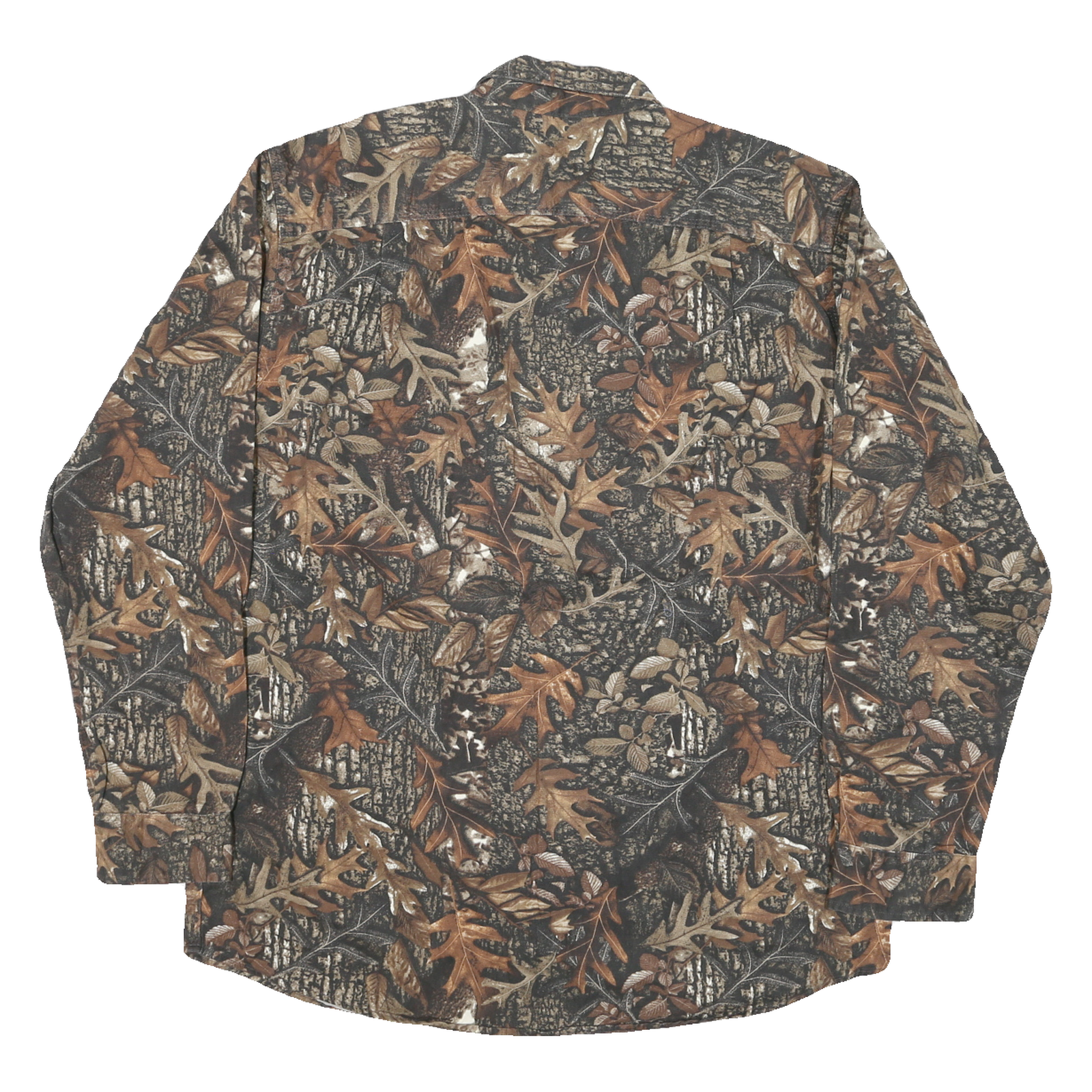 SCHMIDT Mens Brown Camouflage Cotton Blend Shirt L Button-Down Collar Long