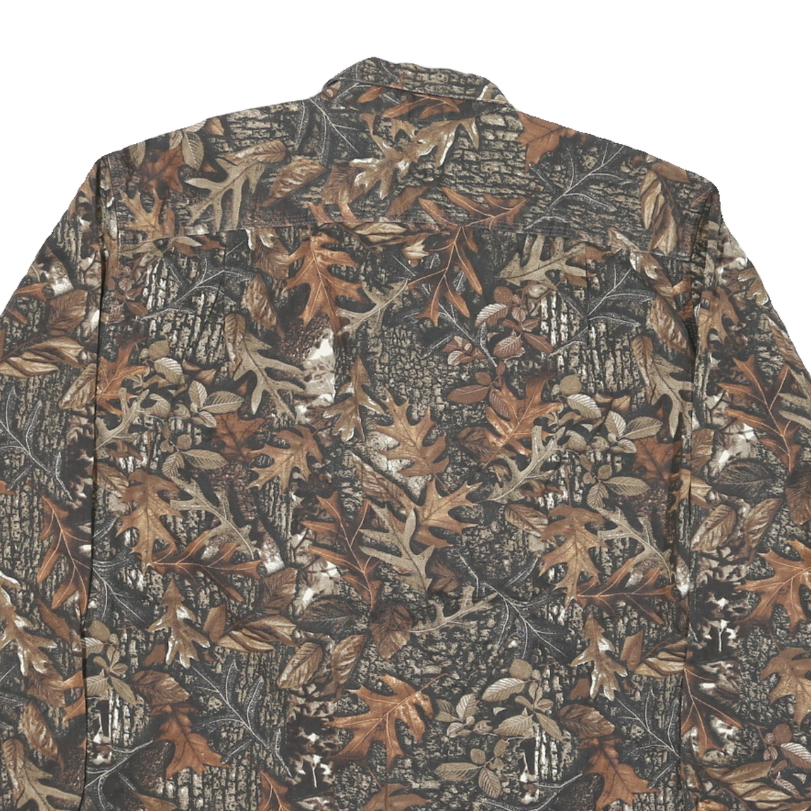 SCHMIDT Mens Brown Camouflage Cotton Blend Shirt L Button-Down Collar Long