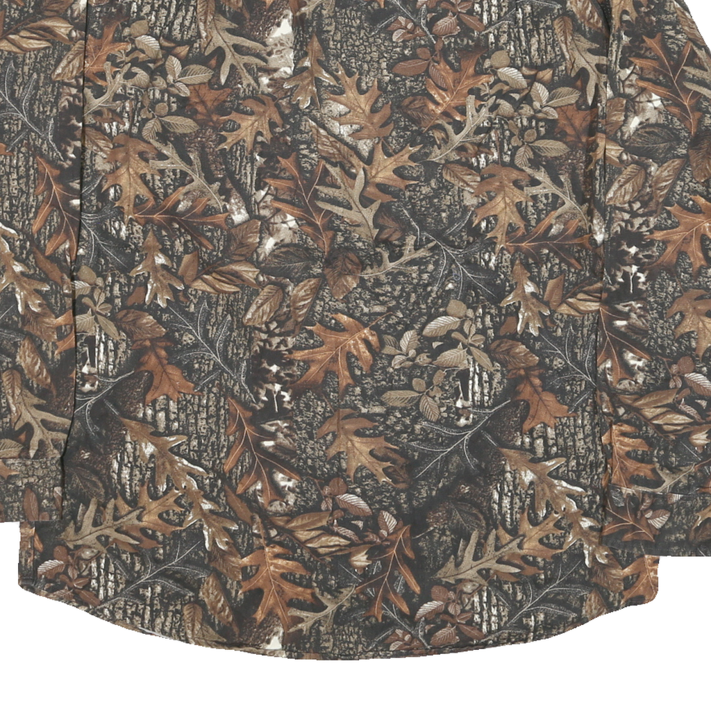 SCHMIDT Mens Brown Camouflage Cotton Blend Shirt L Button-Down Collar Long