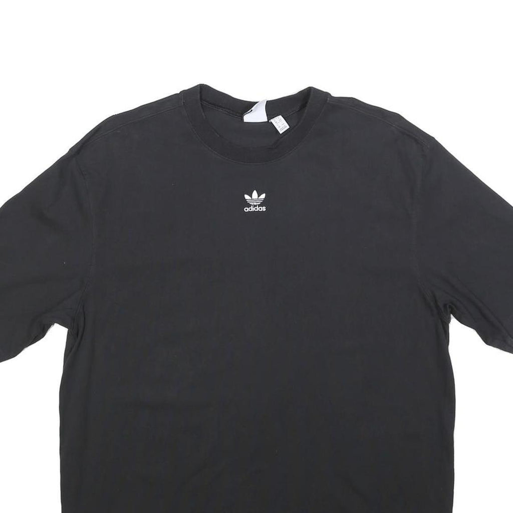ADIDAS Womens Black Classic T-Shirt UK 12 Short Sleeve Crew Neck Logo Print