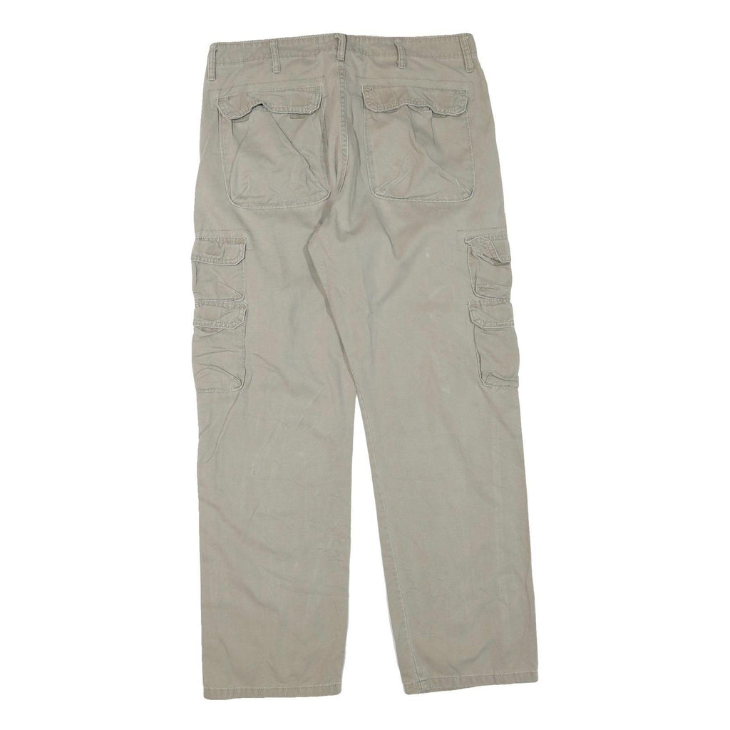 WRANGLER Mens Regular Fit Beige Cargo Trousers W34 L32 Cotton Blend Zip Pocketed