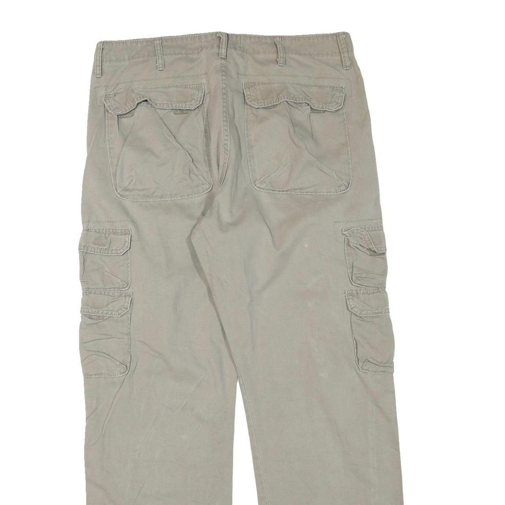 WRANGLER Mens Regular Fit Beige Cargo Trousers W34 L32 Cotton Blend Zip Pocketed