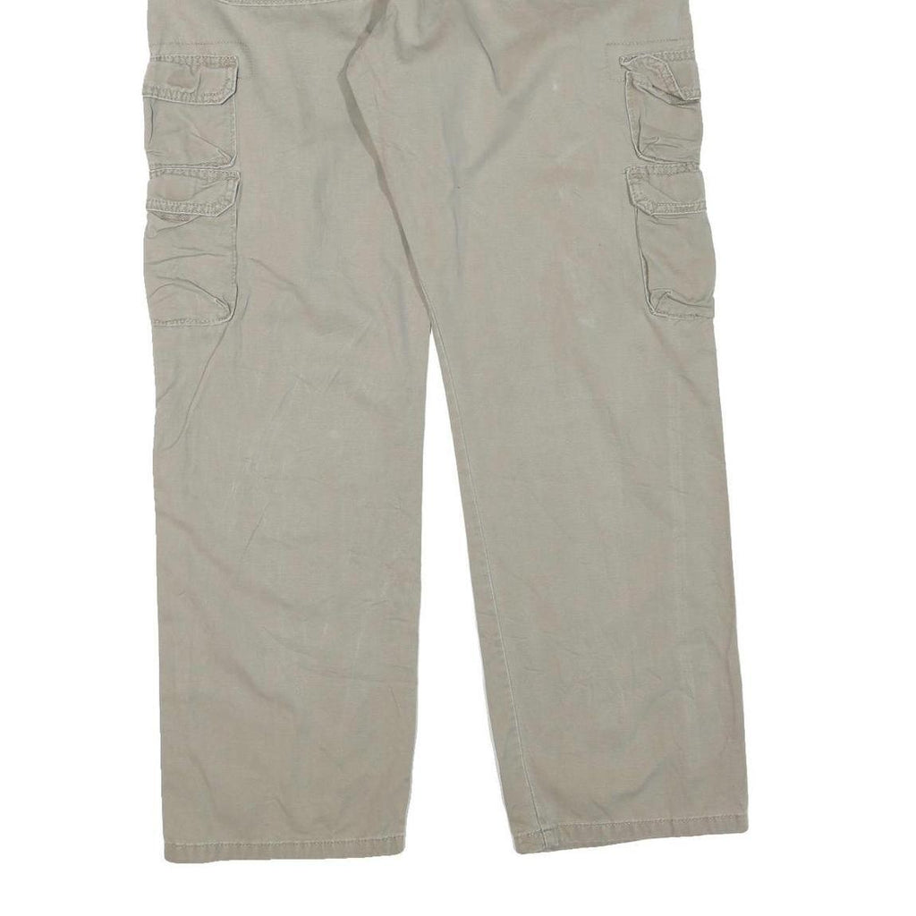 WRANGLER Mens Regular Fit Beige Cargo Trousers W34 L32 Cotton Blend Zip Pocketed